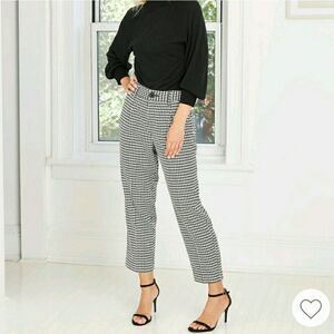 Who What Wear High-Rise Wide Leg Crop Houndstooth Trousers Size 8